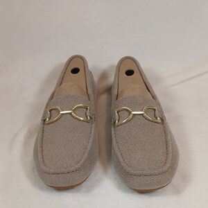 Rothy's Double Bit Driver Loafers Taupe/Beige with Gold Detail Sz W 11 NWOT